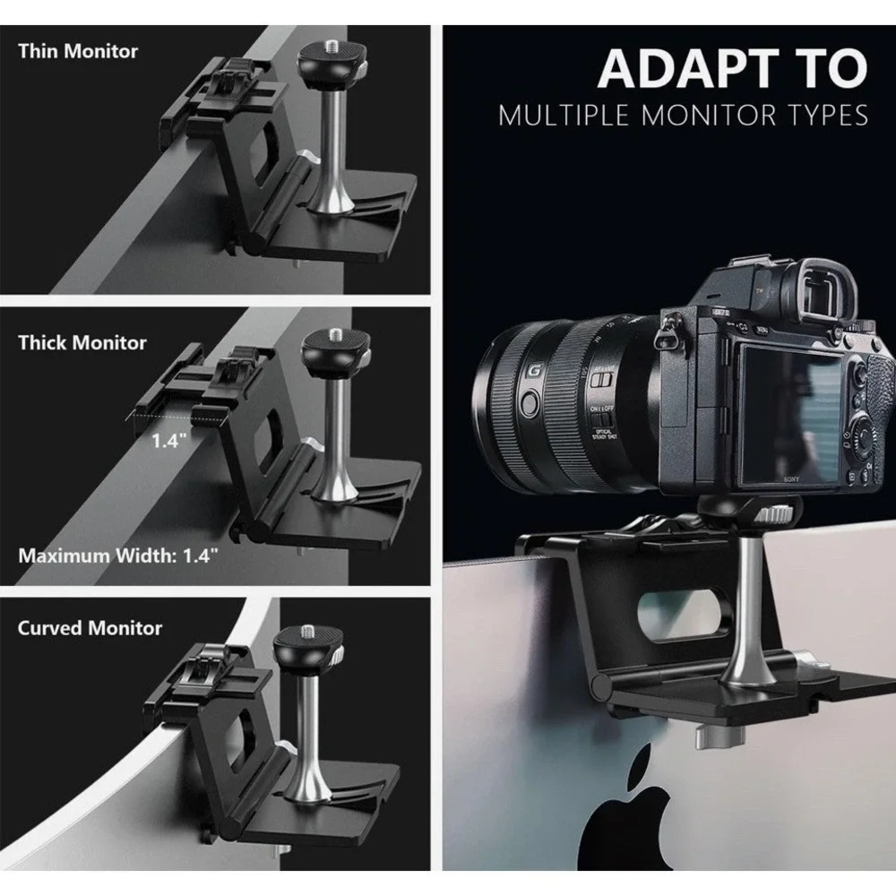 1 PC Monitor Camera Mount Stand Webcam Clamp 1/4 Inch Screw CM02 Max 1.4 In NIB